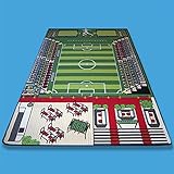 TAPITOM® | Fußballplatzteppich für Kinder - 130 x 200 cm | Große Fußballspielmatte | Bodenmatte für Kinderzimmer Fußball Dekoration Universum | rutschfest, Saum | CE-Normen