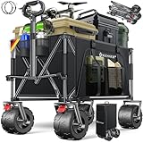 KESSER® Bollerwagen GTR9000 Handwagen 200kg | 300L Stauraum Transportwagen faltbar breite 360° Luft-Räder & Feststell-Bremsen Wetterbeständig Strandwagen inkl Abdeckung, Seitentasche & Getränkehalter