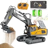 KIYTARBOO Ferngesteuertes Auto Bagger Spielzeug für ab 3 Jahre Sand Fahrzeuge Metall Ferngesteuert, 11CH, 2,4 GHz RC Bagger mit Licht und Sound 680° Drehung, Geschenke für Jungen ab 5 6 7 8 9 10 11 12
