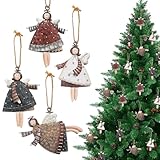 40 Stück Engel Anhänger Mit Schnur, Weihnachtsengel, Weihnachtsanhänger Holz, Weihnachtsschmuck, Christbaumschmuck, Anhänger Weihnachten, Weihnachtsbaumschmuck & Weihnachtsbaum Deko, Glücksbringer