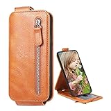 BRAND SET Handyhülle für Infinix Hot 10s NFC Cover Wallet Style Kunstleder Flip Case mit Reißverschluss [Dual Opening Magnetic Buckle], geeignet für Infinix Hot 10s NFC (Braun)