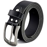 Fa.Volmer ® Gürtel Herren Ledergürtel aus Büffelleder für Männer Jeans Anzug Echtleder Schwarz 38mm breit kürzbar #10125 (Bundweite 90cm)