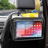 LSJX Auto-Organizer für den Vordersitz, faltbar, zum Aufhängen, Organizer mit Getränkehaltern und Bodenplatte, für Kinder und Erwachsene, Schwarz