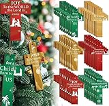 Generisch Weihnachten Hängende Holzkreuz Dekoration,Christliche Dekoration,2024 Neue Religiöse Weihnachtsdekoration,Weihnachtsbaum Krippe Hängende Dekoration,Hölzerne Kreuz Ornamente (48pcs)
