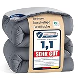 BEDSURE Bettdecke 135x200 Ganzjahresdecke Steppdecke - Bettdecke Ohne Bezug 135x200cm 300GSM - 4 Jahreszeiten Bettdecken Wende Grau/Hellgrau, Weiche Warm Duvet Schlafdecke für Allergiker