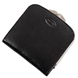 Branco Damen Leder Geldbörse, Portemonnaie Geldbeutel, Rindleder 6 Farben Bügel Börse Knipser 9,5 x 9,5 cm GoBago (Schwarz)