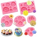 Kisvic 3D Blume Silikon Seifen Form, 6 Stück Rose Blume Fondant Silikon Form, Rose Kerzen Silikonformen Zum Dekorieren von Torten, Pralinen, Handgemachten Süßigkeiten