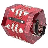Knopfakkordeon, leicht zu erlernen, leicht und robust, professionell für Musikspieler für Musikliebhaber(rot)