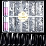 500 Stück Künstliche Nägel Tips, Acryl Falsche Nagelspitzen Kunstnägel Nägel Tipps Fake Coffin Nail Tips Nageltips mit Box für Damen Mädchen (Clear)