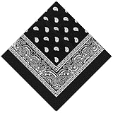 sularpek Bandana, Bandana Damen und Herren, Paisley Halstuch, Schwarz Kopftücher, Bandanas mit Original Paisley Muster, Headwear Haar Schal Ansatz Handgelenk Kopf Biker(55 x 55 cm)