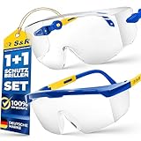 S&R Schutzbrille Set: Schlagfeste Sicherheits- und Arbeitsbrille mit UV-Schutz – Transparente Vollsicht-Überbrille aus Polycarbonat für optimalen Augenschutz