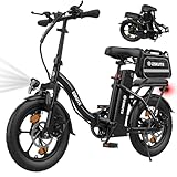 ESKUTE D100 E-Bike Klapprad mit Fahrradtasche, Elektrofahrrad für Herren & Damen, Fatbike mit Abnehmbarem 36V 13Ah Akku, Lange Reichweite bis 100 km, Faltbares Pedelec für Erwachsene, Schwarz