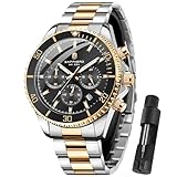 SAPPHERO Uhren Herren Chronograph Analog Quarz 50M Wasserdicht Armbanduhr Herren Mode Lässig Business Herrenuhren mit Kalender Edelstahlarmband Uhr Geschenk für Männer