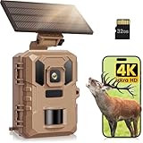 VIDVIS WLAN Wildkamera mit Handyübertragung App, 4K 64MP Wildtierkamera mit Nachtsicht Bewegungsmelder, Solar-Wild Kamera mit 850nm Infrarot-LED, 0,2s Auslösung, 32GB SD-Karte, IP66 Wasserdicht