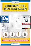 Lebensmittelmotten-Falle [10 Stück Vorteilspack] - Mottenfalle gegen Lebensmittel-Motten mit maximaler Lockwirkung - Pheromonfalle mit Hochleistungs-Leim zur Befallsermittlung