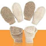 4 Pcs Bad Duschhandschuhe Körper Peelinghandschuh Scrubhandschuh, Baumwolle Scrubhandschuh doppelseitig Duschhandschuhe Leinen Massagehandschuh für Körperwäscher Umweltfreundliche Peeling Werkzeuge