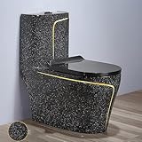 Schwarze kreative Keramik-Toilette, super siphonische Toilette, einteilige Doppelspülung, stummes WC für Zuhause, Hotel, Badezimmer (C 750 x 370 x 695 mm)