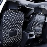 DALUJIE 2 Stück Rückenlehnenschutz Auto für Seat Ibiza 2017 2018 2019 2020 2021 2022 2023 2024 2025, Auto-Rücksitze Leder Anti-Kick-Pad Auto Kick Matte Rücksitzschoner Wasserdichter