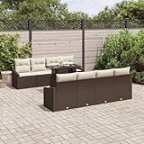 Owoxanthellate Gartenlounge Outdoor 9-Teilig Braun Poly-Rattan Sofa-Set Modulare Sitzecke mit Höhenverstellbarem Tisch 55x55x37 cm für Balkon Terrasse und Garten