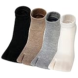 ZFSOCK Tabi Socken Damen Flip Flop Zehensocken Baumwolle Geta Socken Kurze Zwei-ZehenSocken Japanische Stil Bunt Lustig Sakura-Muster Größe 35-41 (4 paare-Einfarbig)