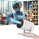 HIPPUS Mini Beamer 4K Projektor, Android Heimkino Projector Full HD 1080P, 270° Dreh Proyector Klein Kurzdistanz Heimprojektor Handy für Schlafzimmer, Tische, Decken, Weiß