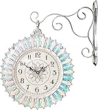 WDSOPK Wanduhr, Schlichte Wanduhr, Doppelseitige Wanduhr Für Den Außenbereich, Wanddekoration, Büro-Wanduhr, Geräuschlose Küchen-Wanduhr, 360° Drehbar – Dekorative Wan