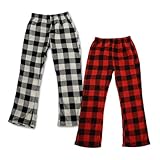 LNFINTDO Mädchen Jungen Schlafanzughose Lang Elastische Taille Pyjamahose Kinder Kariert Freizeithose mit 2 Taschen Schlafanzüghosen 7-13 Jahre