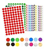 1536 Stück Runde Klebepunkte 15mm selbstklebende Punktaufkleber 16 Farben Farbkodierung Etiketten Markierungspunkte für Büro, Schule, Kalender, Karten-Aufkleber
