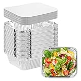 SENENQU 100er-Set Grill Aluschalen mit Deckel – Aluminiumfolie Backformen für Grillen und Backen – 600ML Kapazität – 16.4x13.0x4.6CM – Grilltropfschalen Hochwertige Qualität für Kochen im Freien