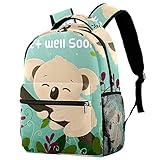 Schulrucksäcke für Kinder und Studenten, lässiger Tagesrucksack, Laptoptasche, Kaktusgrün, Muster, rote Farbe