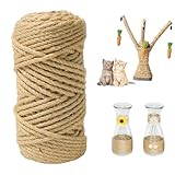 Natur Juteschnur Kordel, 50m 4mm Garten Kordel Juteschnur Reißfest, Natur Sisalseil für Kratzbaum, Gartenschnur Paketschnur Bastelschnur für DIY Basteln, Haushalt Garten Dekoration, Geschenkverpackung