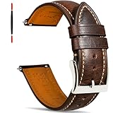 Gomvadr Quick Release Lederarmband, Vintage Öl gegerbt Pull-up Lederband Ersatz Uhrenarmbänder Männer Frauen 14mm 16mm 18mm 19mm 20mm 21mm 22mm 24mm (20mm, Brown/Silver Buckle)