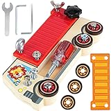 DINORUN Montessori Spielzeug ab 3 4 5 Jahre, Motorikspielzeug Holzspielzeug Schraubendreher mit Aufbewahrungstasche, Lernspiele Geschenke für Mädchen Junge Kinderspielzeug 23 Stück