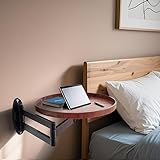 EZAYMSNY Klapptisch Wand Rund, Wandklapptisch Kleiner Schreibtisch Klappbar Wand Ausziehbar Schwebender Nachttisch Platzsparend für Schlafzimmer Wohnzimmer Balkon (Bräunliche)
