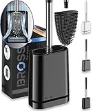 BROSS® Klobürste Silikon - Patentierte Toilettenbürste - Klobürste Schwarz - WC Bürste & Klobürstenhalter mit Wandmontage & TurboTrocknung - Innovativ & Antibakteriell - 1er Set