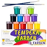 Creative Deco Temperafarben Plakatfarbe Set | 20 ml x 12 Töpfe | Abwaschbare Schule Fingerfarben für Kinder | Tempera Hochpigmentierte | Sicher, Ungiftig | Extra Deckkraft und Mattes Finish