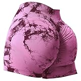 Generisch Nahtlose, hoch taillierte Shorts mit Batikmuster und pfirsichfarbenem Hüftlifting für Damen | Activewear-Sporttights für Training und Yoga (M)