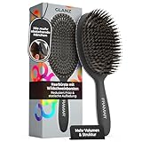 FRAMAR Wildschweinborsten Bürste Damen - Haarbürste Wildschweinborsten Damen, Naturhaarbürste Damen, Sleek Bürste Haare, Haarbürste Naturborsten, Boar Bristle Brush, Haarbürsten, Hair Brush – Schwarz