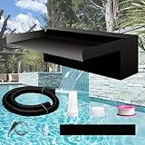 Weejian Teich Wasserfall Spillway Pool Brunnen Wasser Feature, Schwarze Edelstahl Brunnen im Freien, Schwimmbad Wasser Fluss Wasserfälle Kit für Garten Patio Teiche-30x20x10cm (KEIN Licht)