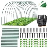 Pflanztunnel Bögen,30 PCS Tunnelbögen Hochbeet,Abnehmbar Folientunnel für Hochbeet,Gewächshaus Bogen 6mm mit Kunststoff umwickelt,Gewächshaus Reifen,Gartentunnel Bögen,Gewächshaus Tunnel