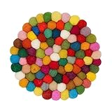 Grült Home TopfUntersetzer - Filzuntersetzer für Töpfe, Pfannen und Tassen handgefilzt in Nepal, hitzebeständig schützt Tische in der Küche, dekoratives Geschenk (Multicolor, Circle 20 cm)