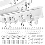MaxAwe 5 Meters Flexible Gardinenschiene, Vorhangschiene Flexibel und Gebogene, Deckenschiene Gardinen Schienensystem mit Haken für Vorhänge Wohnmobil-Vorhangschiene Raumteiler Duschvorhang