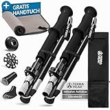 Terra Peak Wanderstöcke Teleskop Aluminium faltbar, ausziehbar & Ultra-leicht - Trekkingstöcke & Nordic Walking Stöcke verstellbar Damen & Herren mit Gummipuffer Wander-Stock & Hiking Poles (Zubehör)