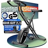 HELDENWERK Heimtrainer fahrrad Klappbar Set-extra bequem & leise- [FlexiFoam] bis 150KG Belastbar Ergometer fahrrad, Hometrainer, Ergometer Heimtrainer Senioren, Fitnessbikes, home trainer