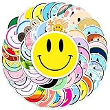 NISENTIA Smiley Aufkleber, 50 Stück Smiley Sticker Emoji Sticker Belohnungssticker Verschiedenen Stilen Aufkleber Smiley für Scrapbook Laptop Journal Notebook