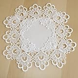 Deckchen 35 x 35 cm edle Makramee Spitze weiß Macramée Borte Tischdecke Spitzendeckchen Tischdekoration Typ524