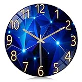 Lafocuse Lautlos Wanduhr Glas, Kreativ Sternenhimmel Stylisch Modern, Qualität Quarzuhr Ohne Ticken Deko für Wohnzimmer Schlafzimmer Küche 30cm