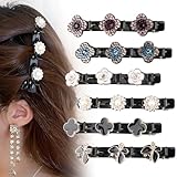 6 Stück Doppelschicht Haarklammern für Mädchen, HQCM Haarspangen Damen Haarclips mit funkelnden Kristallsteinen