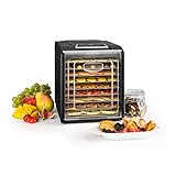 Klarstein Dörrautomat, Dörrgerät, Food Dehydrator, Dörrautomat aus Metall, Dehydrator Food Dryer, 9 Ablagen, 700 Watt, Touch-Display, Timer, Edelstahlheizelement, HotAir Circulation System, Schwarz