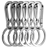 6 Stück Karabiner Schlüsselanhänger, Karabinerhaken Klein Metall, Schlüsselringkarabiner mit Karabiner für Aufhängen im Rucksack, Autoschlüssel für Camping, Angeln, Wohnmobil, Reisen